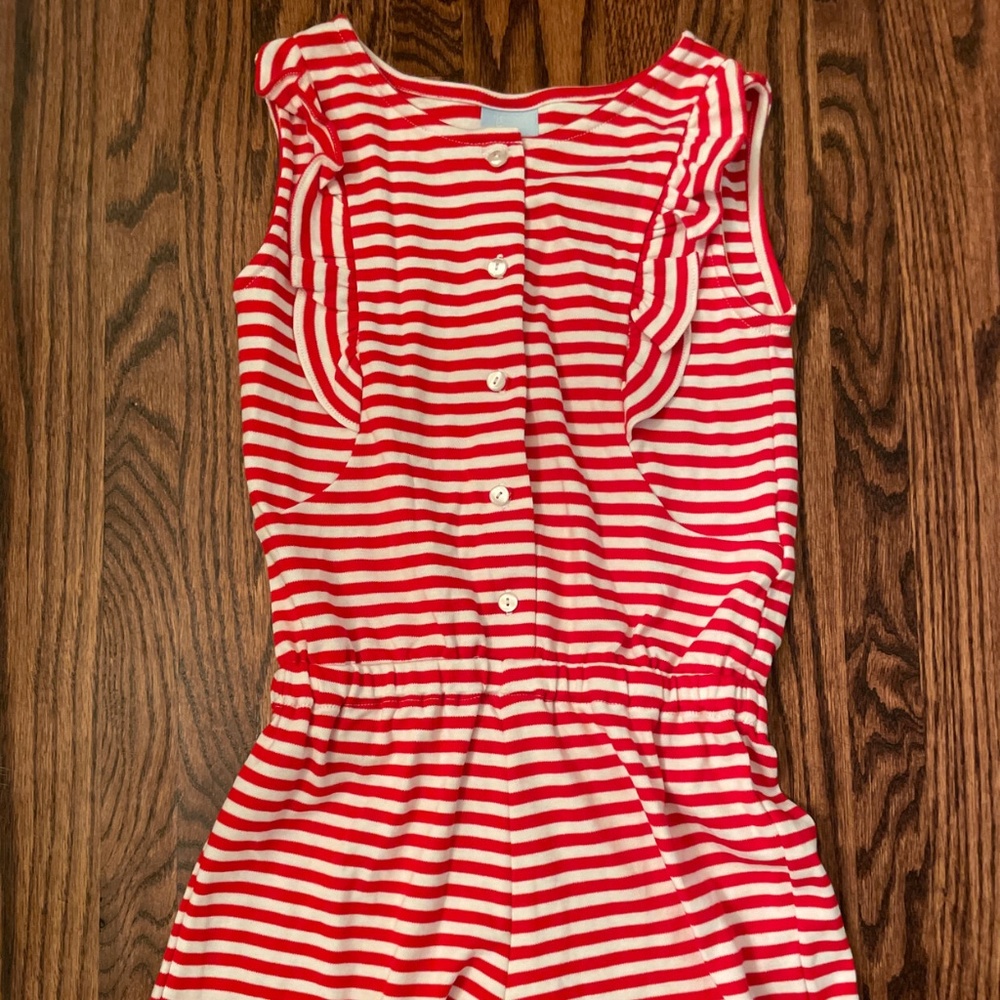 Bella Bliss Red/White Striped Romper Size 7